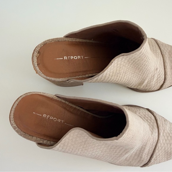 Report Women's Beige Mules Chunky Heel Point Toe Size 7 - Picture 3 of 11
